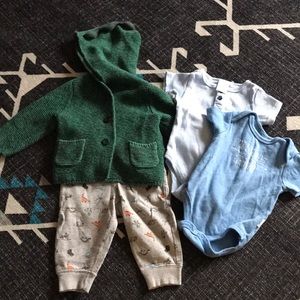 Gap Dinosaur Sweater and Pants and Onesie Bundle